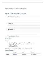 CJUS 610 Quiz 5&colon; Culture of Discipline &vert; Module 5 Week 5 &vert; 17 Questions and Answers with Rationales &vert; 2026&sol;2027 Updated &vert; 100&percnt; Correct  &ndash; Liberty University&period;