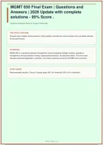 MGMT 650 Final Exam &vert; Questions and Answers &vert; 2026-2027 Update with complete solutions - 100&percnt; Score &NewLine;