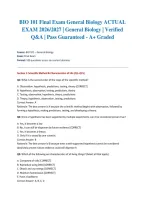 BIO 101 Final Exam General Biology ACTUAL EXAM 2026&sol;2027 &vert; General Biology &vert; Verified Q&A &vert; Pass Guaranteed - A&plus; Graded&NewLine;&NewLine;