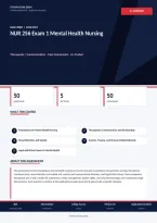 NUR 256 Mental Health Nursing Exam 1 2026&sol;2027 &ndash; Questions and Answers &vert; Complete Verified Answers &vert; Detailed Rationales &ndash; Pass Guaranteed &ndash; A&plus; Graded
