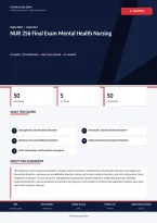 NUR 256 Mental Health Nursing Final Exam 2026&sol;2027 &ndash; Questions and Answers &vert; Complete Verified Answers &vert; Detailed Rationales &ndash; Pass Guaranteed &ndash; A&plus; Graded