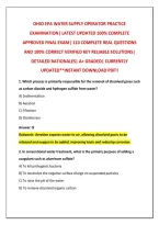 Ohio Epa Water Supply Operator Practice&NewLine;Examination&vert; Latest Updated 100&percnt; Complete&NewLine;Approved Final Exam&vert; 110 Complete Real Questions&NewLine;And 100&percnt; Correct Verified Key Reliable Solutions&vert;&NewLine;Detailed Rationales&vert; A&plus; Graded&vert; Currently&NewLine;Updated&ast;&ast;Instant Download P