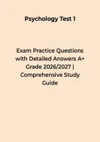 Psychology Test 1 Exam Practice Questions with Detailed Answers A&plus; Grade 2026&ndash;2027 &ndash; Questions&comma; Answers & Rationales