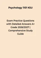 Psychology 1101 KSU Exam Practice Questions with Detailed Answers A&plus; Grade 2026&ndash;2027 &ndash; Questions&comma; Answers & Rationales