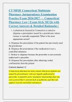 CT MPJE Multistate Pharmacy &NewLine;Jurisprudence Examination Practice Exam &NewLine;2026&sol;2027 &mdash; Connecticut Pharmacy Law &NewLine;and Federal Pharmacy Law &vert; Exam-Style &NewLine;MCQs with Correct Answers & Detailed &NewLine;Rationales &vert;