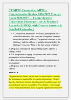 Connecticut MPJE Multistate Pharmacy &NewLine;Jurisprudence Examination Practice Exam &NewLine;2026&sol;2027 &mdash; Connecticut Law and &NewLine;Pharmacy Practice &vert; Exam-Style MCQs &NewLine;with Correct Answers & Detailed &NewLine;Rationales &vert; 