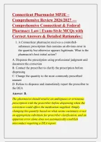 MPJE Multistate Pharmacy Jurisprudence &NewLine;Examination Practice Exam 2026&sol;2027 &mdash; &NewLine;Connecticut Pharmacy Law & Practice &vert; &NewLine;Exam-Style MCQs with Correct Answers & &NewLine;Detailed Rationales