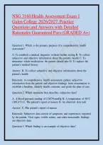 NSG 3160 Health Assessment Exam 1 Galen College 2026&sol;2027&colon; Practice Questions and Answers with Detailed Rationales Guaranteed Pass &lpar;GRADED A&plus;&rpar;