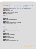NUR 210- Pharm- Exam 1 &vert; Questions with 100&percnt; Verified&NewLine;Answers &vert; Latest Update 2026&sol;2027