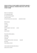 Nurs 322 Final Exam Sample Questions 2026&sol;2027 &ndash; Medical-Surgical Nursing Practice Test And Study Guide