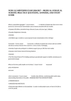 Nurs 322 Midterm Exam 2026&sol;2027 &ndash; Medical-Surgical Nursing Practice Questions&comma; Answers&comma; And Study Guide