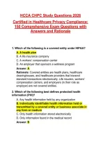 HCCA CHPC Study Questions 2026&NewLine;Certified in Healthcare Privacy Compliance&colon; 150 Comprehensive Exam Questions with Answers and Rationale&NewLine;