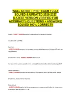 Wall Street Prep Exam Fully &NewLine;Solved & Updated 2026-2027 &NewLine;&lpar;Latest Version Verified For &NewLine;Accuracy&rpar; &lpar;Questions &plus; Answers&rpar; &NewLine;Solved 100&percnt; Correct&excl;&excl; 