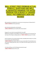 Wall Street Prep Premium Actual &NewLine;Exam All Questions And Well &NewLine;Elaborated Answers Top Rated &NewLine;Version For Already A&plus; Graded &NewLine;Highly Recommended &vert;New And &NewLine;Revised 