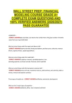Wall Street Prep&colon; Financial &NewLine;Modeling Course Grade A&plus; &NewLine;Complete Exam Questions And &NewLine;100&percnt; Verified Answers &lpar;2026&sol;2027&rpar; &NewLine;Pass Guarantee 