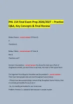 PHL 154 Final Exam Prep 2026&sol;2027 &ndash; Practice Q&A&comma; Key Concepts & Final Review &NewLine; &NewLine;