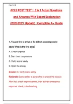 ACLS POST TEST 1&comma; 2 & 3 Actual Questions&NewLine;and Answers With Expert Explanation &lpar;2026&sol;2027 Update&rpar; &vert; Complete A&plus; Guide&NewLine;