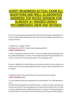 Hurst Readiness Actual Exam All &NewLine;Questions And Well Elaborated &NewLine;Answers Top Rated Version For &NewLine;Already A&plus; Graded Highly &NewLine;Recommended &vert;New And Revised 