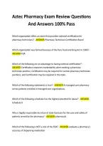 Aztec Pharmacy Exam Review Questions And Answers 100&percnt; Pass 