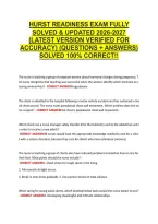 Hurst Readiness Exam Fully &NewLine;Solved & Updated 2026-2027 &NewLine;&lpar;Latest Version Verified For &NewLine;Accuracy&rpar; &lpar;Questions &plus; Answers&rpar; &NewLine;Solved 100&percnt; Correct&excl;&excl; 