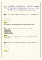 Exam 1&colon; NUR 203&sol; NUR203 &ndash; &lpar;New 2026&sol; 2027 Updated&rpar; Pediatric Nursing Review &vert; Questions & Answers &vert; Grade A&vert; 100&percnt; Correct &lpar;Verified Solutions&rpar;- Fortis 