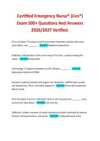 Certified Emergency Nurse&reg; &lpar;Cen&reg;&rpar; Exam 500&plus; Questions And Answers &NewLine;2026&sol;2027 Verified&period; 