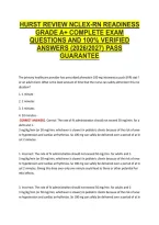 Hurst Review Nclex-Rn Readiness &NewLine;Grade A&plus; Complete Exam &NewLine;Questions And 100&percnt; Verified &NewLine;Answers &lpar;2026&sol;2027&rpar; Pass &NewLine;Guarantee