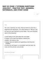 Nur 322 Exam 1 Tutoring Questions 2026&sol;2027 &ndash; Practice Test&comma; Answers&comma; Rationales&comma; And Study Guide