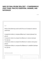 Nurs 322 Final Review 2026&sol;2027 &ndash; Comprehensive Study Guide&comma; Practice Questions&comma; Answers&comma; And Rationales