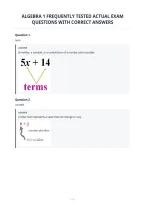 Algebra 1 Frequently Tested Actual Exam&NewLine;Questions With Correct Answers