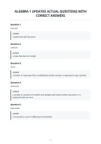 Algebra 1 Updated Actual Questions With&NewLine;Correct Answers
