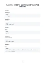 Algebra 2 Expected Questions With Verified&NewLine;Answers