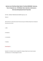 Business Law Final Exam Study Guide & Test Bank 2025&sol;2026 &vert; Contracts&comma;&NewLine;Torts & Corporate Law &vert; 190 Multiple Choice Questions with Answers &vert;&NewLine;University Undergraduate Exam Preparation&NewLine;