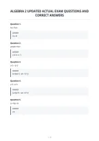 Algebra 2 Updated Actual Exam Questions And&NewLine;Correct Answers
