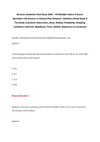 Business Statistics Final Exam 2026 &ndash; 190 Multiple Choice Practice&NewLine;Questions with Answers & Step-by-Step Solutions &vert; Statistics Study Guide &&NewLine;Test Bank&comma; Calculator Instructions&comma; Mean&comma; Median&comma; Probability&comma; Sampling&comma;&NewLine;Confidence Intervals&comma; Hypothesis Test