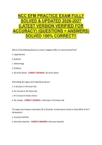 Ncc Efm Practice Exam Fully &NewLine;Solved & Updated 2026-2027 &NewLine;&lpar;Latest Version Verified For &NewLine;Accuracy&rpar; &lpar;Questions &plus; Answers&rpar; &NewLine;Solved 100&percnt; Correct&excl;&excl;