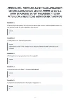 Ammo 63 U&period;s&period; Army Expl Safety Familiarization&NewLine;Defense Ammunition Center&lowbar;Ammo-63-Dl&colon; U&period;s&period;&NewLine;Army Explosives Safety Frequently Tested&NewLine;Actual Exam Questions With Correct Answers