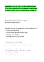 Environmental Science Final Exam Study Prep Questions With Verified Answers Latest Update For Guaranteed Success Get It Now A&plus; Graded