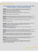 Psychopharmacology Assessment &vert; Questions with 100&percnt;&NewLine;Verified Answers &vert; Latest Update 2026&sol;2027&NewLine;