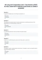 Ap Lang And Composition Unit 1 Test Review Latest&NewLine;Actual Exam With Verified Questions & Correct&NewLine;Answers