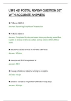 Usps 421 Postal Review Question Set&NewLine;With Accurate Answers&NewLine;