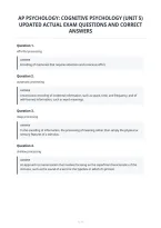 Ap Psychology&colon; Cognitive Psychology &lpar;Unit 5&rpar;&NewLine;Updated Actual Exam Questions And Correct&NewLine;Answers