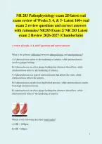 NR 283 Pathophysiology exam 2D latest real exam review of Weeks 3&comma; 4&comma; & 5- Latest 160&plus; real exam 2 review questions and correct answers with rationales&sol; NR283 Exam 2&sol; NR 283 Latest exam 2 Review 2026-2027 &lpar;Chamberlain&rpar; 