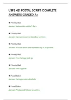 Usps 421 Postal Script Complete&NewLine;Answers Graded A&plus;