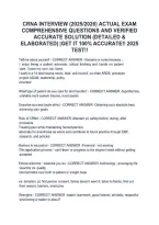 CRNA Interview Study Guide &vert; Comprehensive Questions & Verified Accurate Solutions &lpar;2025&sol;2026&rpar;