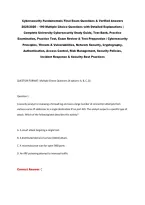 Cybersecurity Fundamentals Final Exam Questions & Verified Answers&NewLine;2025&sol;2026 &ndash; 190 Multiple Choice Questions with Detailed Explanations &vert;&NewLine;Complete University Cybersecurity Study Guide&comma; Test Bank&comma; Practice&NewLine;Examination&comma; Practice Test&comma; Exam Review & Test 