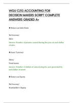 Wgu C213 Accounting For&NewLine;Decision Makers Script Complete&NewLine;Answers Graded A&plus;