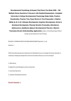 Developmental Psychology &lpar;Lifespan&rpar; Final Exam Test Bank 2026 &ndash; 190&NewLine;Multiple Choice Questions & Answers with Detailed Explanations &vert; Complete&NewLine;University & College Developmental Psychology Study Guide&comma; Practice&NewLine;Examination&comma; Practice Test&comma; Exam Review & 