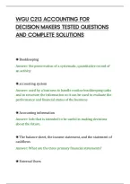 Wgu C213 Accounting For&NewLine;Decision Makers Tested Questions&NewLine;And Complete Solutions