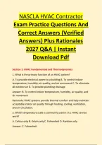 NASCLA HVAC Contractor  &NewLine;Exam Practice Questions And &NewLine;Correct Answers &lpar;Verified &NewLine;Answers&rpar; Plus Rationales &NewLine;2027 Q&A &vert; Instant &NewLine;Download Pdf 
